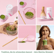 Matcha Baby Traditional Set – mit Rosa Glas-Schale