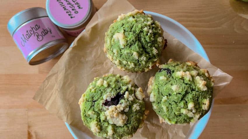 Matcha Blueberry Muffins